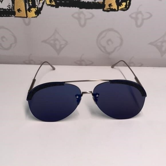 New Authentic Bottega Veneta BV0242S 003 Sunglasses – Blue Pilot Aviator - Picture 11 of 13
